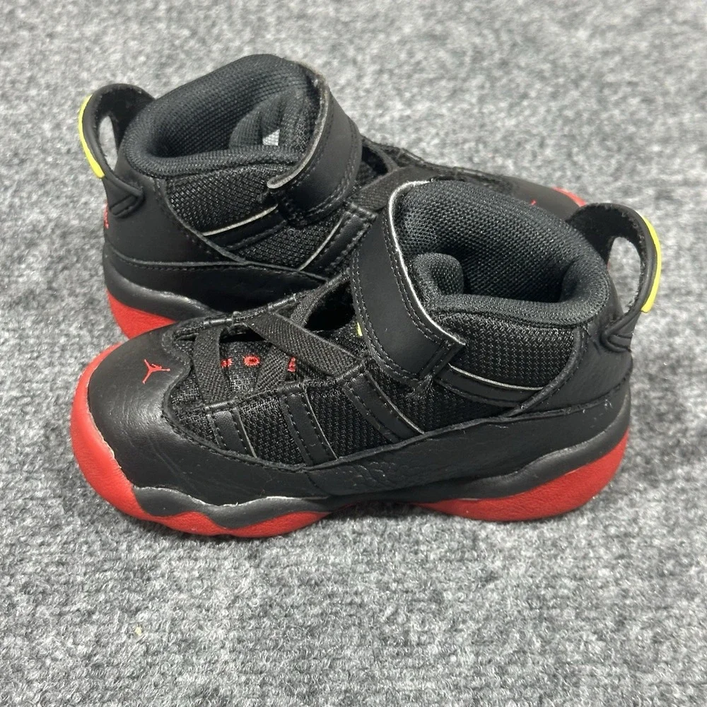 Jordan 6 Rings TD Black University Red White Baby Toddler Size 7C‎ Sneaker